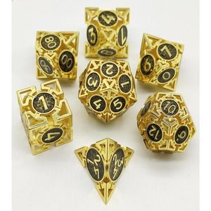7 Piece Hollow Metal Dice Set Rune Series